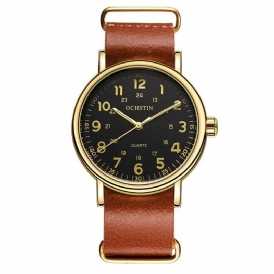 Ochstin 1249 Herr Kvartsur Casual Läderrem Business Watch