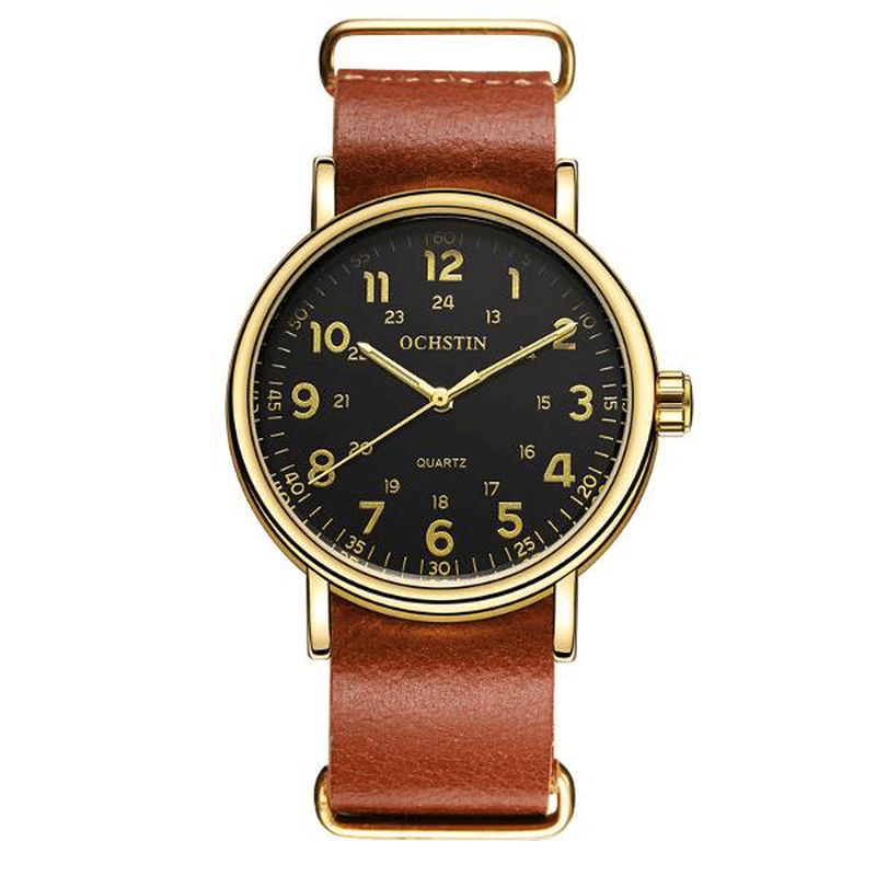 Ochstin 1249 Herr Kvartsur Casual Läderrem Business Watch