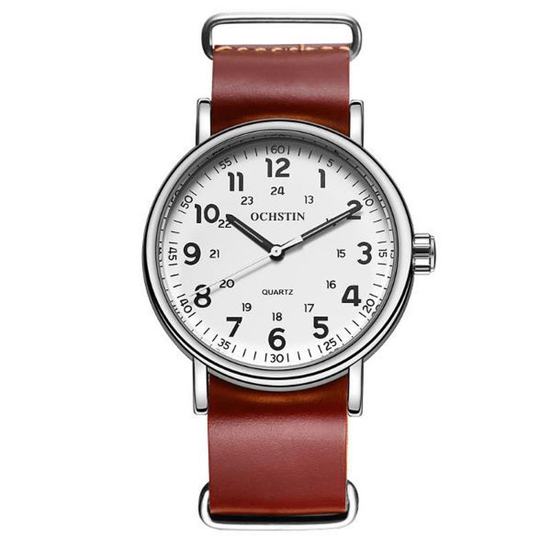 Ochstin 1249 Herr Kvartsur Casual Läderrem Business Watch