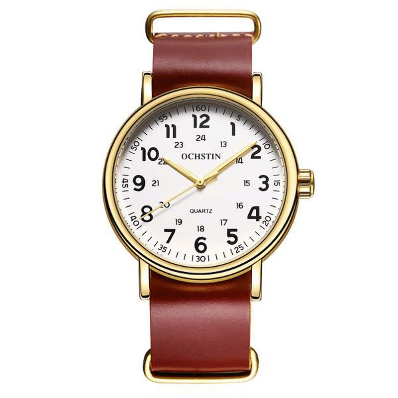 Ochstin 1249 Herr Kvartsur Casual Läderrem Business Watch