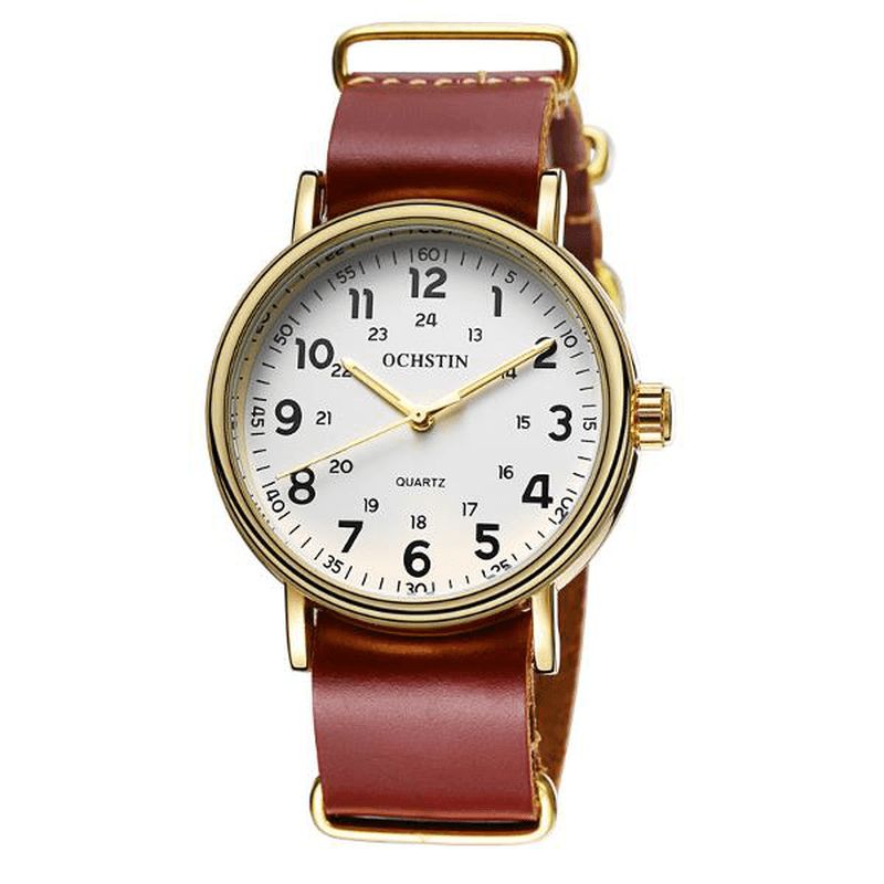 Ochstin 1249 Herr Kvartsur Casual Läderrem Business Watch