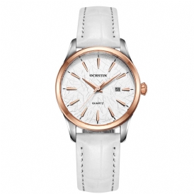 Ochstin Lq022-A Casual Style Damarmbandsur Vattentät Läderband Quartz Movement Watch