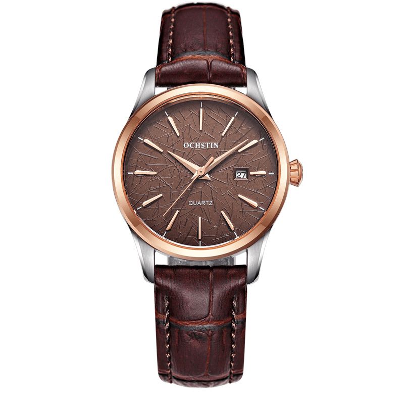 Ochstin Lq022-A Casual Style Damarmbandsur Vattentät Läderband Quartz Movement Watch