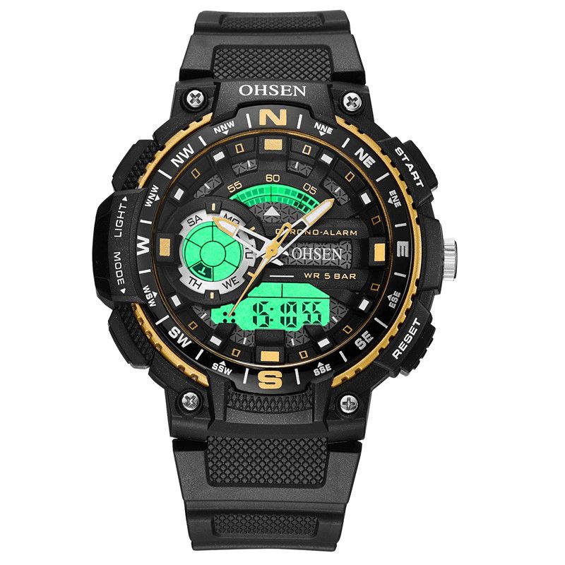 Ohsen Ad1705 Digital Watch Dual Display Multifunktion Led Sport Simning Herrklocka