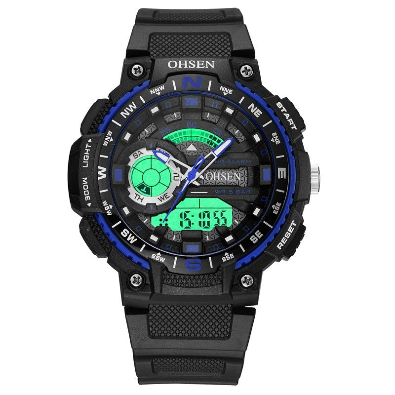 Ohsen Ad1705 Digital Watch Dual Display Multifunktion Led Sport Simning Herrklocka