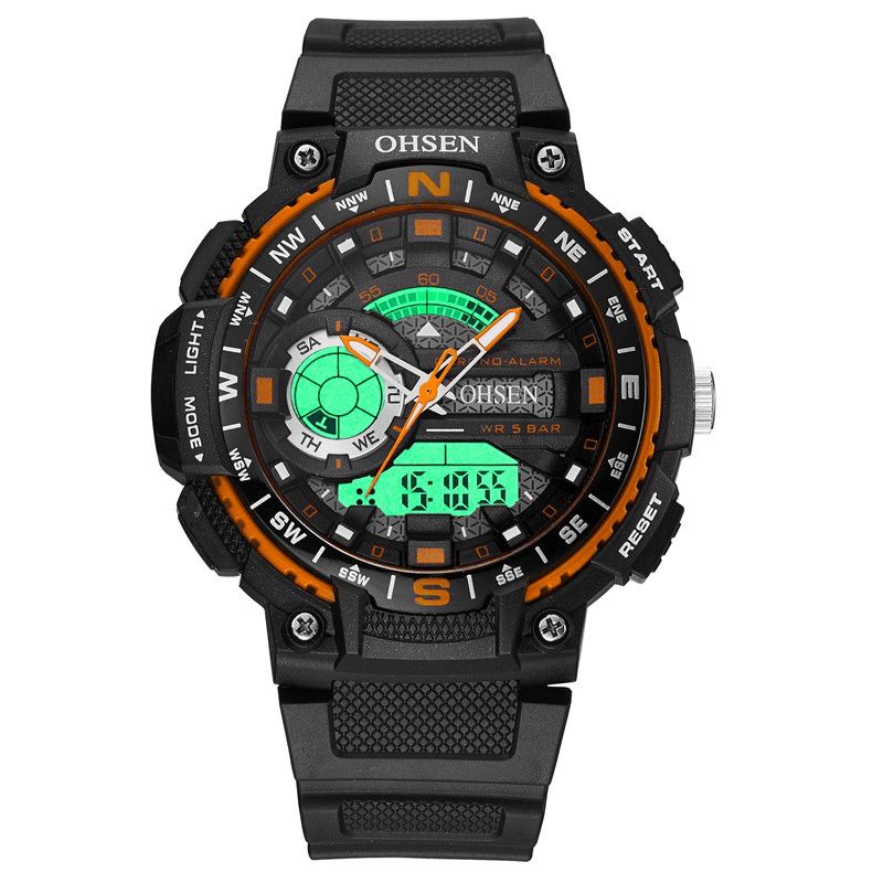 Ohsen Ad1705 Digital Watch Dual Display Multifunktion Led Sport Simning Herrklocka