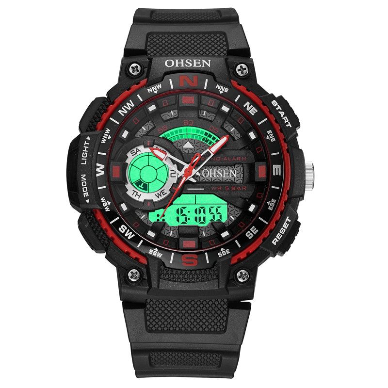 Ohsen Ad1705 Digital Watch Dual Display Multifunktion Led Sport Simning Herrklocka