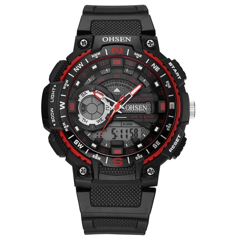 Ohsen Ad1705 Digital Watch Dual Display Multifunktion Led Sport Simning Herrklocka