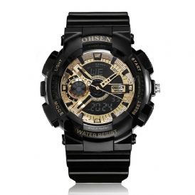 Ohsen Ad1803 Dual Display Digital Watch Herr Sport Lysande Stoppur Alarm Vattentät Klocka