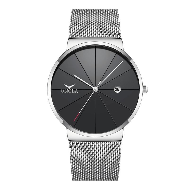 Onola Business Casual Alloy Mesh Band Kalender Vattentät Herr Kvartsur Armbandsur