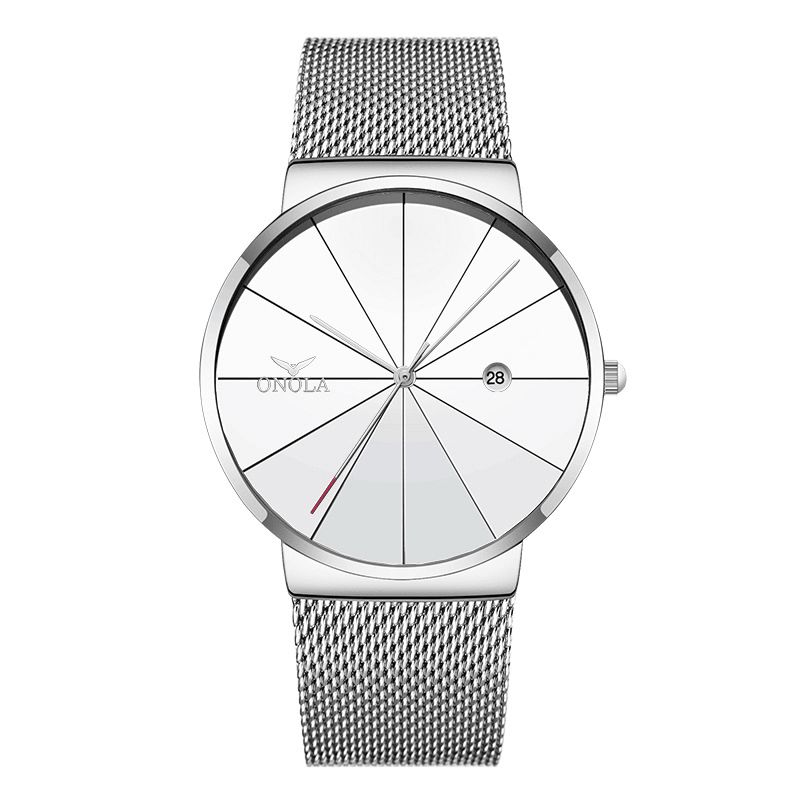 Onola Business Casual Alloy Mesh Band Kalender Vattentät Herr Kvartsur Armbandsur