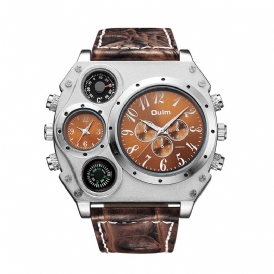 Oulm 1349 Dual Time Zones Creative Kvartsur Big Dial Military Style Herrklockor