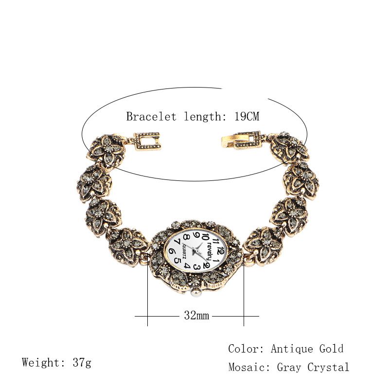 Qingxiya R2066 Retro Stil Damarmbandsklocka Crystal Luxury Kvartsur