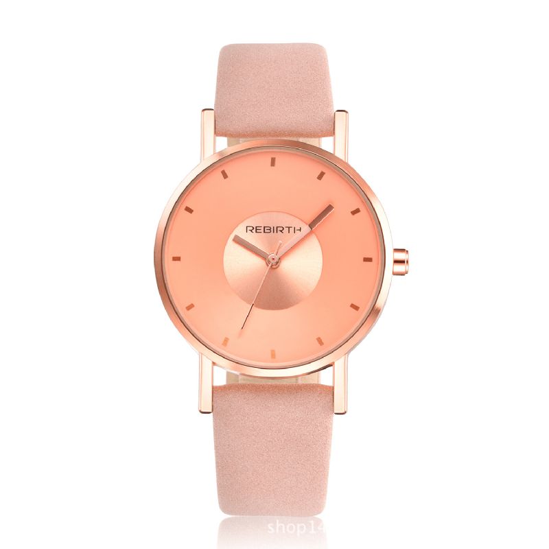 Rebirth Re055 Rose Gold-Fodral Kvinnor Armbandsur Casual Style Present Läderrem Quartz Klockor