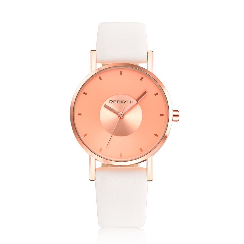 Rebirth Re055 Rose Gold-Fodral Kvinnor Armbandsur Casual Style Present Läderrem Quartz Klockor