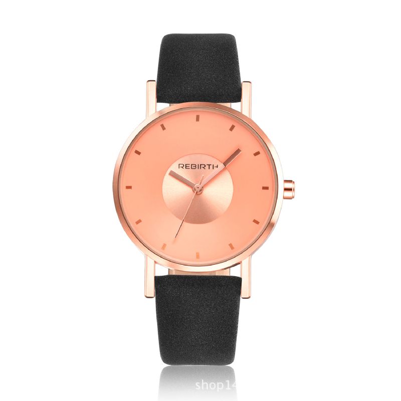 Rebirth Re055 Rose Gold-Fodral Kvinnor Armbandsur Casual Style Present Läderrem Quartz Klockor