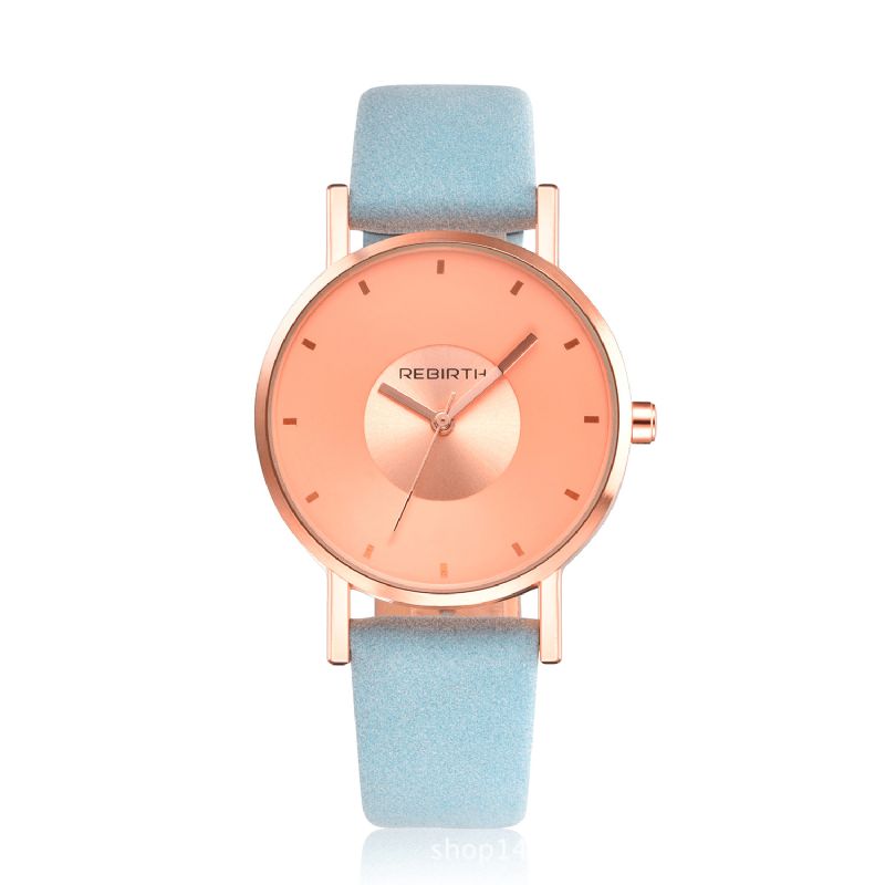 Rebirth Re055 Rose Gold-Fodral Kvinnor Armbandsur Casual Style Present Läderrem Quartz Klockor