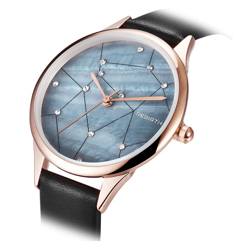 Rebirth Re086 Starry Sky Dam Armbandsur Rose Gold Case Kvartsur