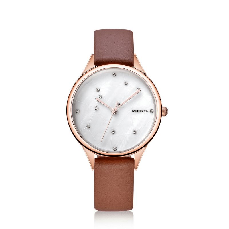 Rebirth Re086 Starry Sky Dam Armbandsur Rose Gold Case Kvartsur