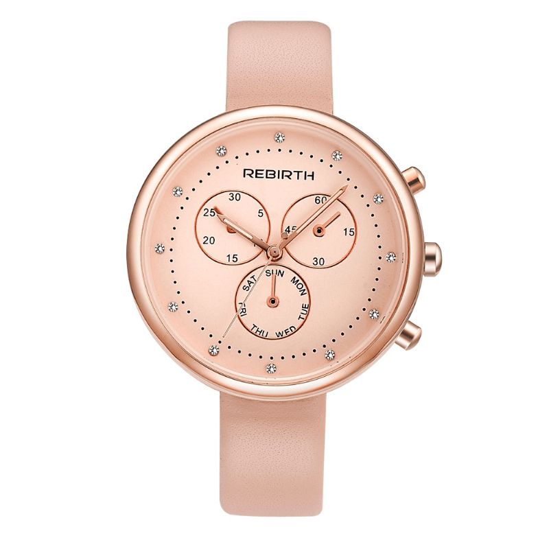 Rebirth Re203 Casual Style Kvinnor Armbandsur Dekorativ Little Dials Kvartsur