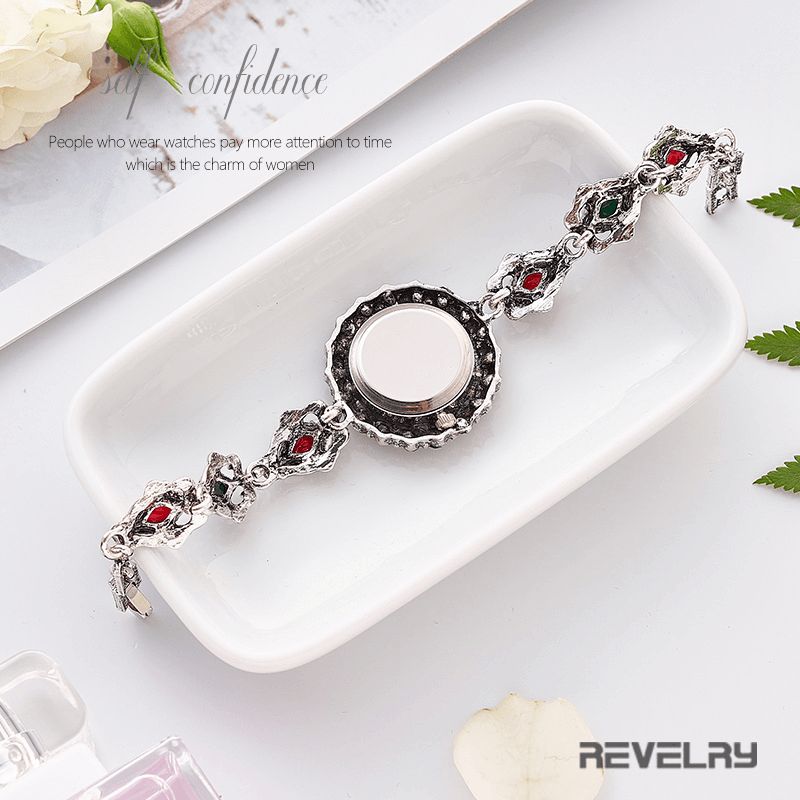 Revelry R1097 Flower Dial Retro Style Damarmbandsur Crystal Kvartsur