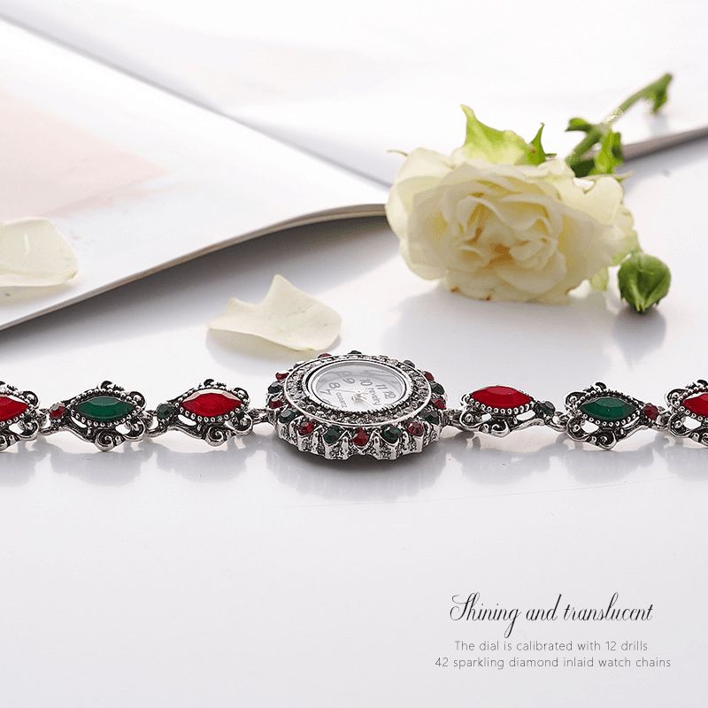 Revelry R1097 Flower Dial Retro Style Damarmbandsur Crystal Kvartsur