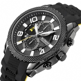 Ruiams 584 Mode Herrklocka Vattentät Lysande Datumvisning Chronograph Sport Kvartsur