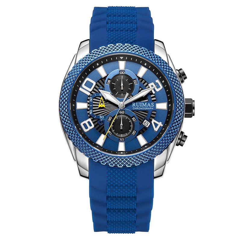 Ruiams 584 Mode Herrklocka Vattentät Lysande Datumvisning Chronograph Sport Kvartsur