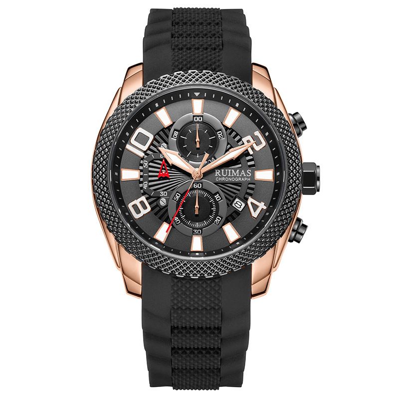 Ruiams 584 Mode Herrklocka Vattentät Lysande Datumvisning Chronograph Sport Kvartsur