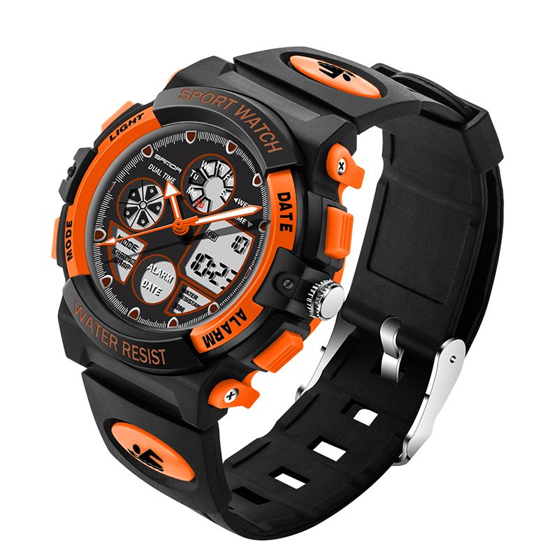 Sanda 116 Dual Display Digital Watch Barn Färgglad Alarm Lysande Kalender Stoppur Sport Watch