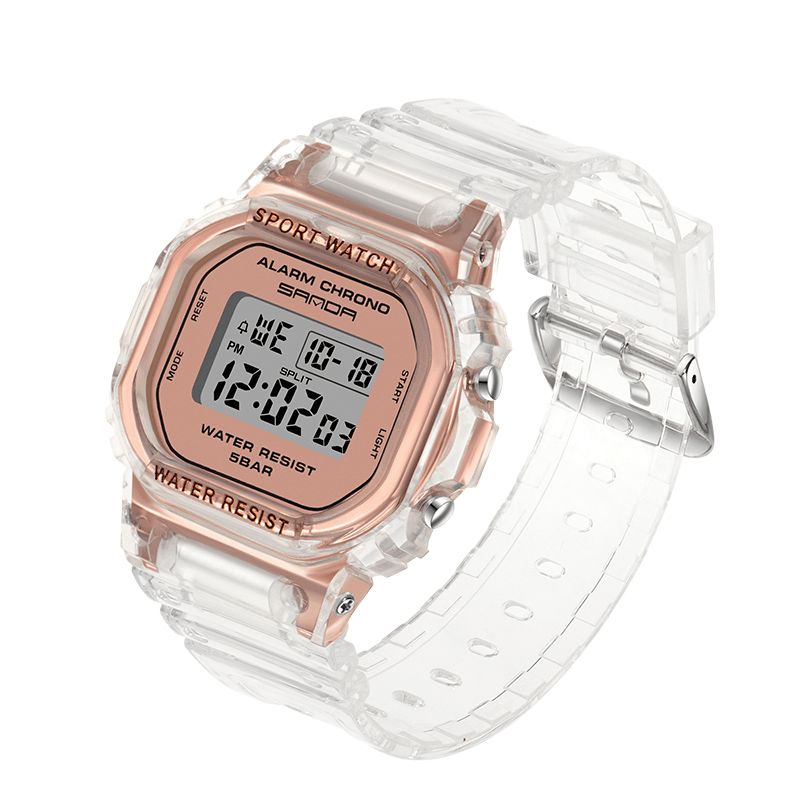 Sanda 2009 Transparent Rem Fresh Color Mode Luminous Display Stoppur Coupole Digital Watch