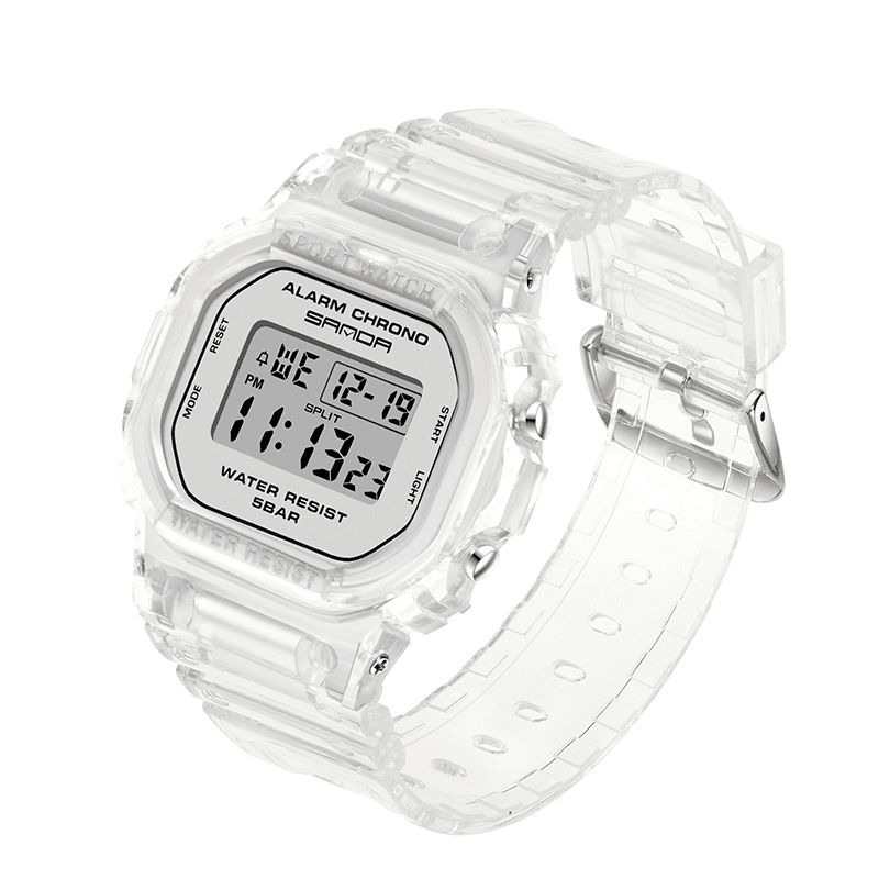 Sanda 2009 Transparent Rem Fresh Color Mode Luminous Display Stoppur Coupole Digital Watch