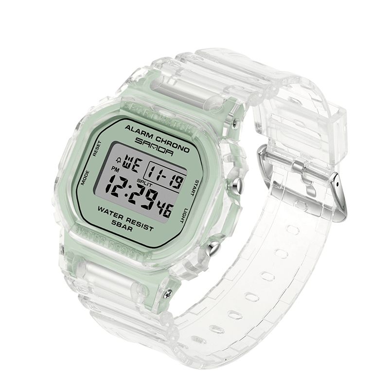 Sanda 2009 Transparent Rem Fresh Color Mode Luminous Display Stoppur Coupole Digital Watch