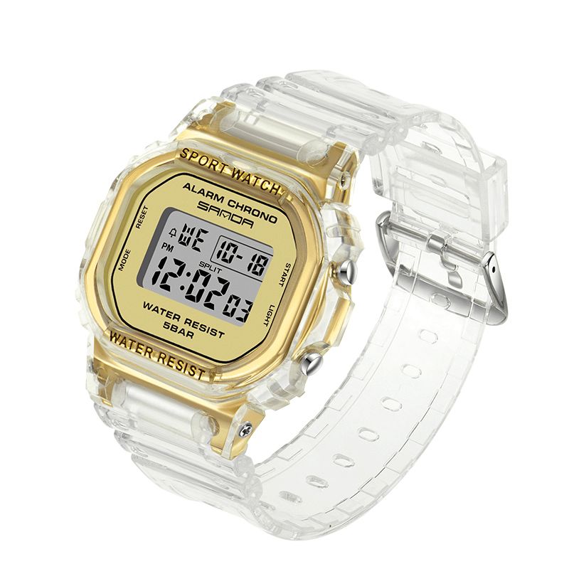 Sanda 2009 Transparent Rem Fresh Color Mode Luminous Display Stoppur Coupole Digital Watch