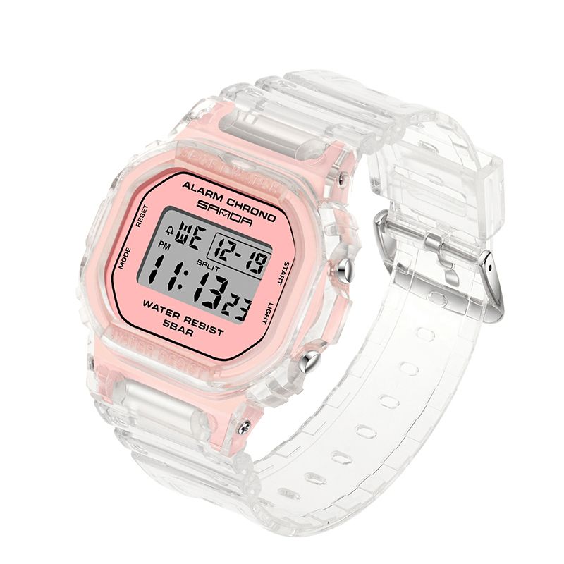 Sanda 2009 Transparent Rem Fresh Color Mode Luminous Display Stoppur Coupole Digital Watch