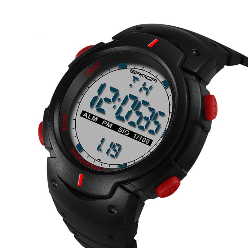 Sanda 269 Digital Watch Luminous Motion Timing Stoppur Kalender Alarm Watch Outdoor Sport Watch