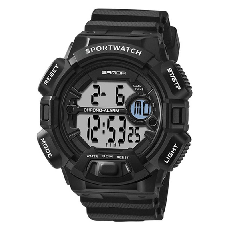 Sanda 319 Digital Watch Lysande Display Kalender Alarm Stoppur Watch Outdoor Sport Watch