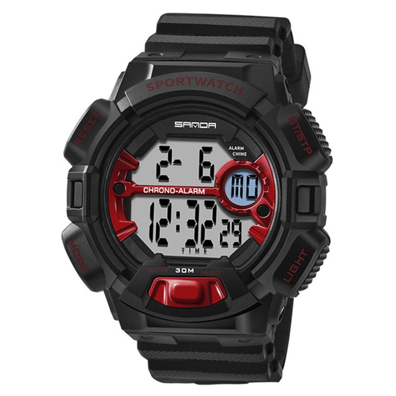 Sanda 319 Digital Watch Lysande Display Kalender Alarm Stoppur Watch Outdoor Sport Watch