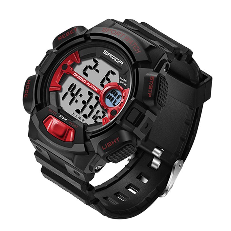 Sanda 319 Digital Watch Lysande Display Kalender Alarm Stoppur Watch Outdoor Sport Watch