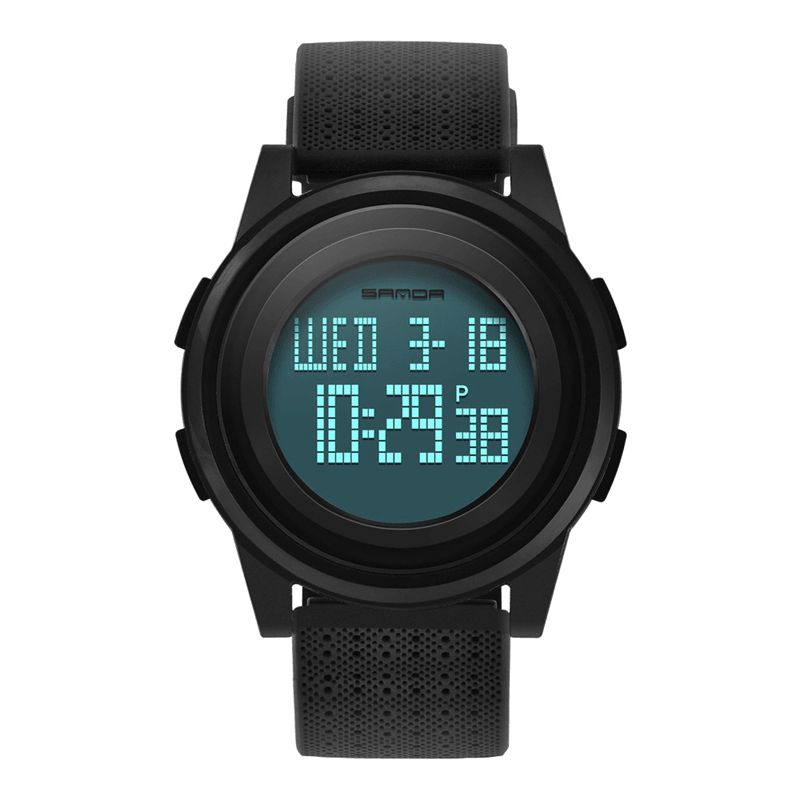 Sanda 337 Digital Watch Led Vattentät Pu Läder Sport Studentklocka