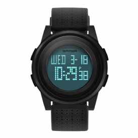 Sanda 337 Digital Watch Led Vattentät Pu Läder Sport Studentklocka