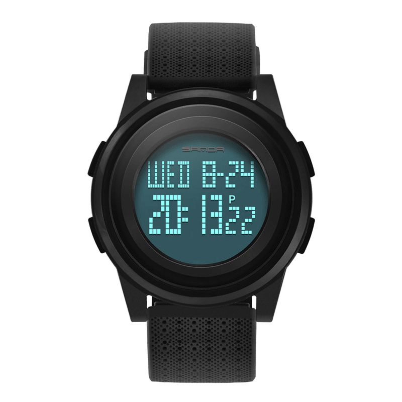 Sanda 337 Digital Watch Led Vattentät Pu Läder Sport Studentklocka