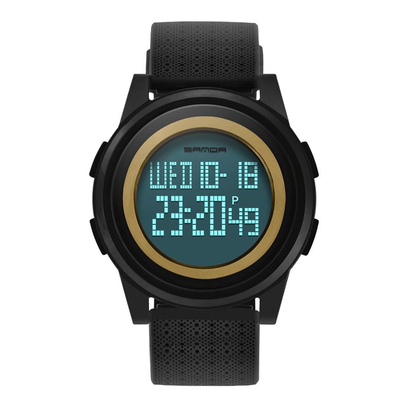 Sanda 337 Digital Watch Led Vattentät Pu Läder Sport Studentklocka