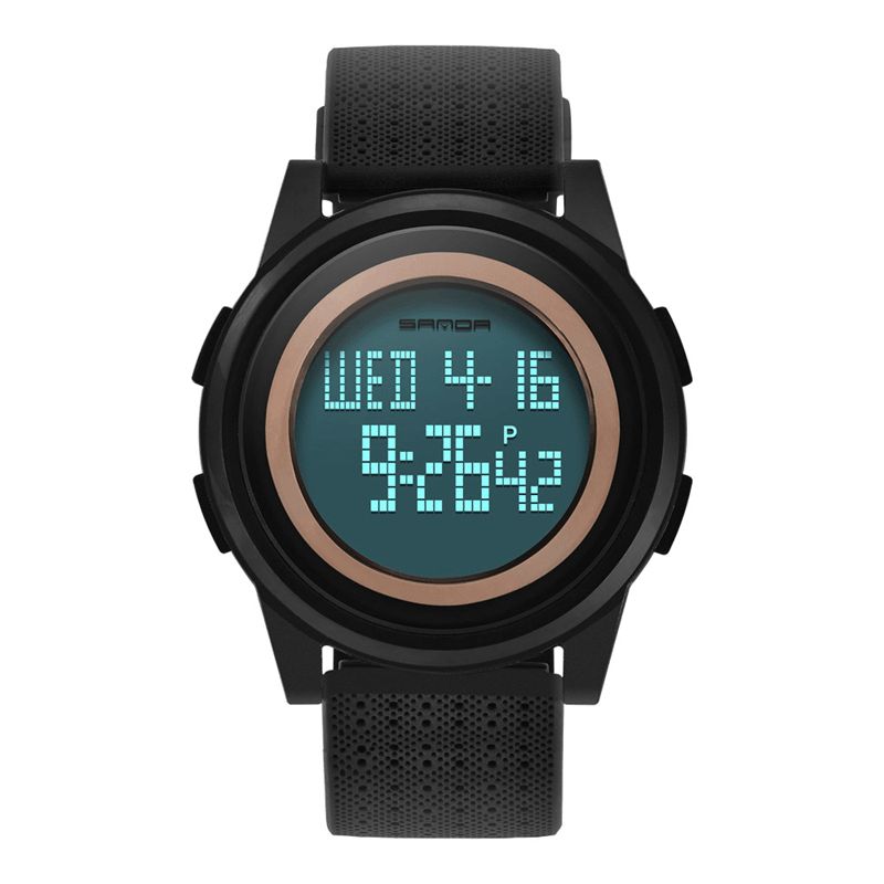 Sanda 337 Digital Watch Led Vattentät Pu Läder Sport Studentklocka