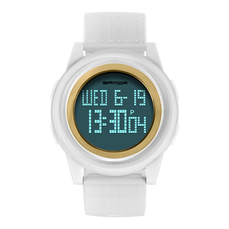 Sanda 337 Digital Watch Led Vattentät Pu Läder Sport Studentklocka