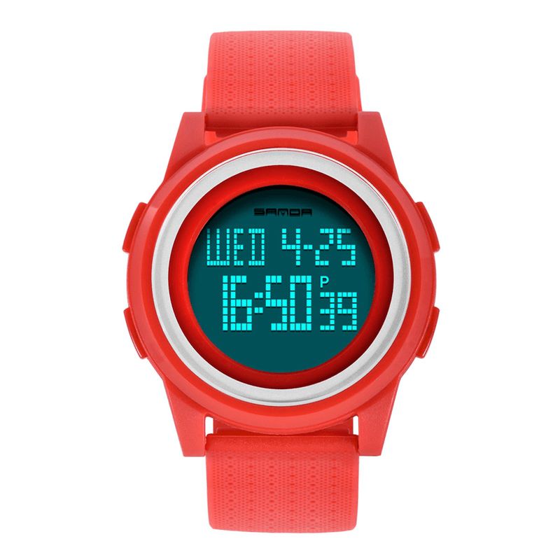 Sanda 337 Digital Watch Led Vattentät Pu Läder Sport Studentklocka