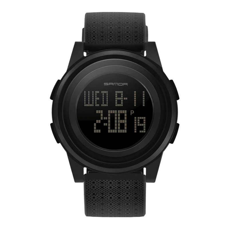 Sanda 337 Digital Watch Led Vattentät Pu Läder Sport Studentklocka