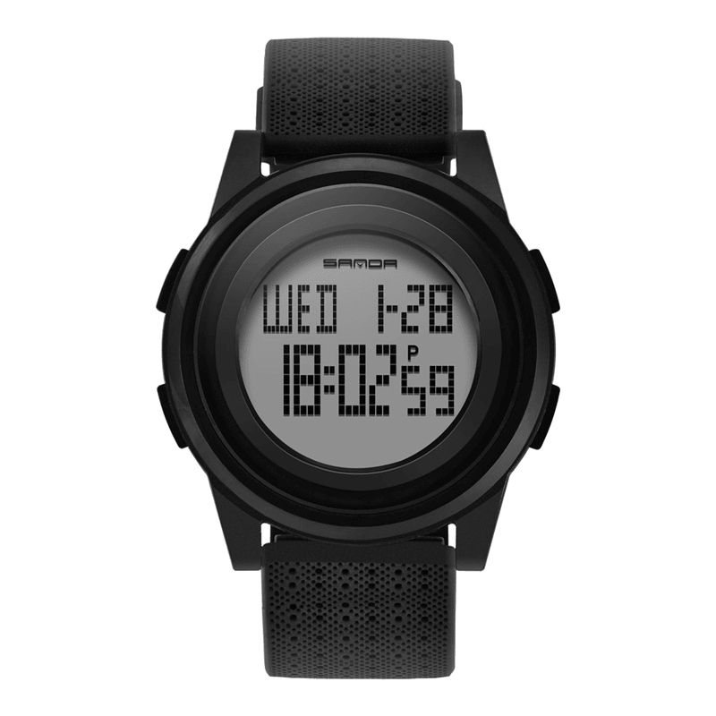 Sanda 337 Digital Watch Led Vattentät Pu Läder Sport Studentklocka