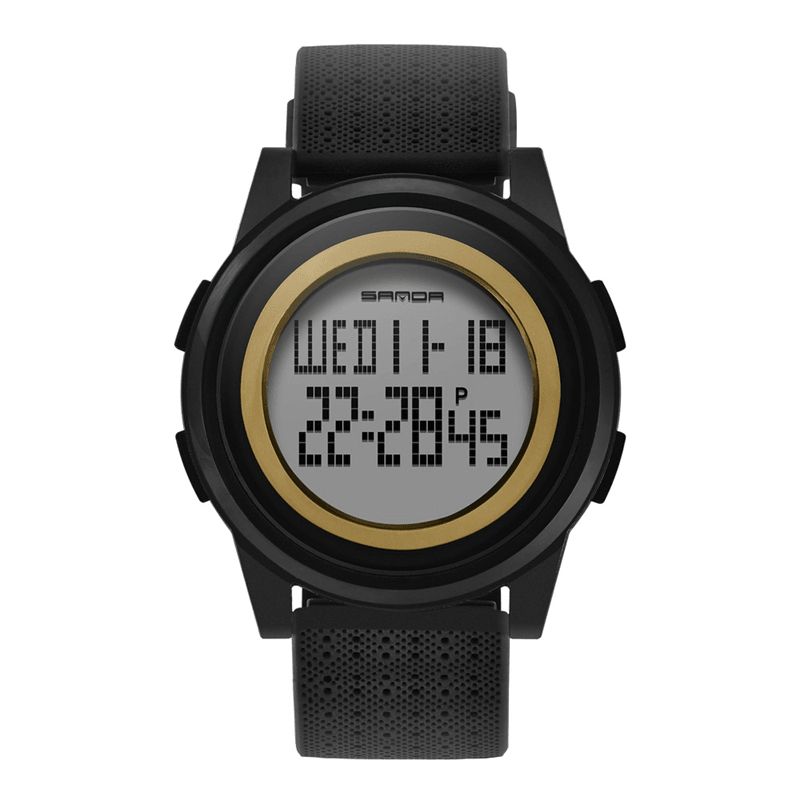 Sanda 337 Digital Watch Led Vattentät Pu Läder Sport Studentklocka