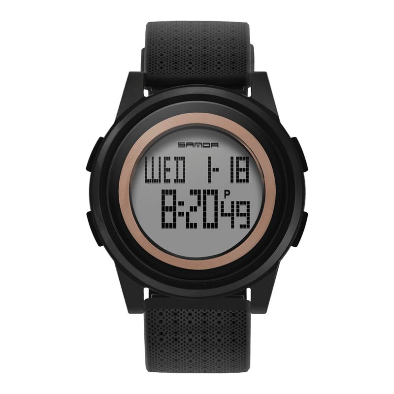 Sanda 337 Digital Watch Led Vattentät Pu Läder Sport Studentklocka